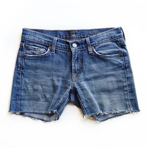7 For All Mankind Cut Off Frayed Jean Shorts